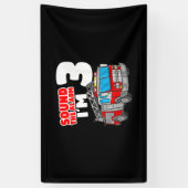 Feuerzug 3 Jahre alter Feuerwehrmann 3. Geburtstag Banner (Vertikal)