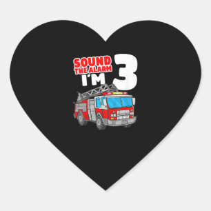 Feuerzug 3 Jahre alter Feuerwehrmann 3. Geburtstag Herz-Aufkleber