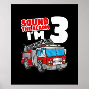 Feuerzug 3 Jahre alter Feuerwehrmann 3. Geburtstag Poster