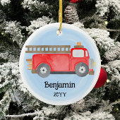 Feuerzug Feuerwehrmann Foto Weihnachten halten Keramik Ornament
