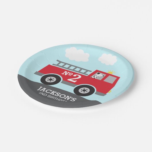 Feuerzug Geburtstag Pappteller (Schrägansicht)