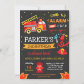 Feuerzug Geburtstagsparty Einladung Feuerwehrmann (Vorderseite)