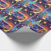 Feuerzug in Feuerwehr Weihnachtsbaum und Geschenk Geschenkpapier (Ecke)