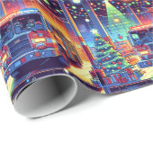 Feuerzug in Feuerwehr Weihnachtsbaum und Geschenk Geschenkpapier (Rolleneckpunkt)