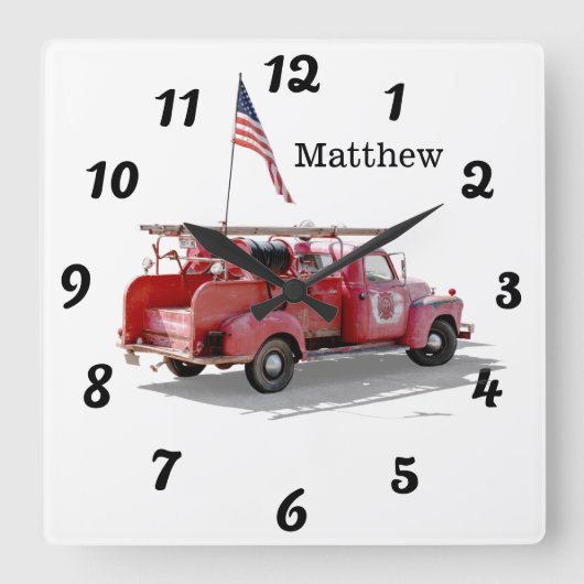 Feuerzug Quadratische Wanduhr (Vorderseite)
