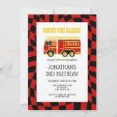 Feuerzug Schwarz Rot überprüft 2. Geburtstag Einladung (Vorderseite)