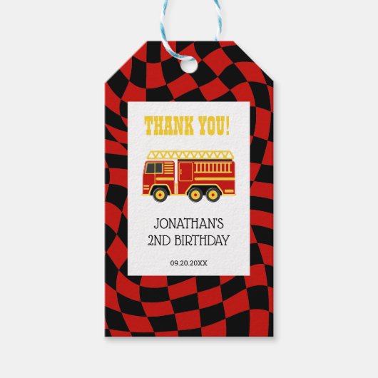 Feuerzug Schwarz Rot überprüft 2. Geburtstag Geschenkanhänger (Vorderseite)