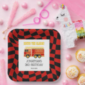 Feuerzug Schwarz Rot überprüft 2. Geburtstag Pappteller (Party)