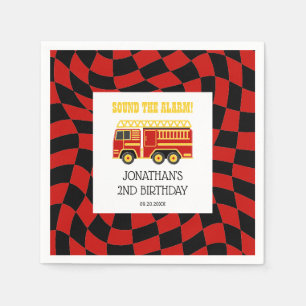 Feuerzug Schwarz Rot überprüft 2. Geburtstag Serviette