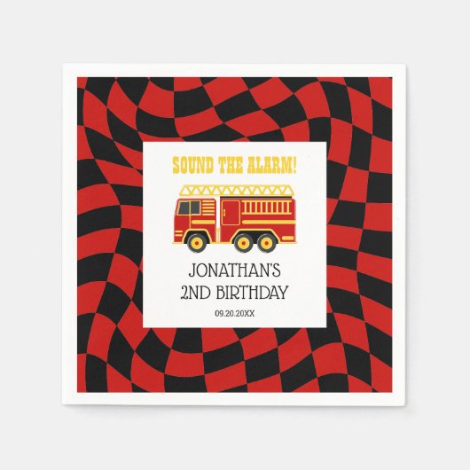 Feuerzug Schwarz Rot überprüft 2. Geburtstag Serviette (Vorderseite)