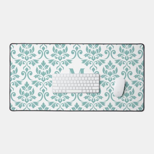 Feuille Damask Aquamarines Lg-Muster (Custom) Schreibtischunterlage (Tastatur & Maus)