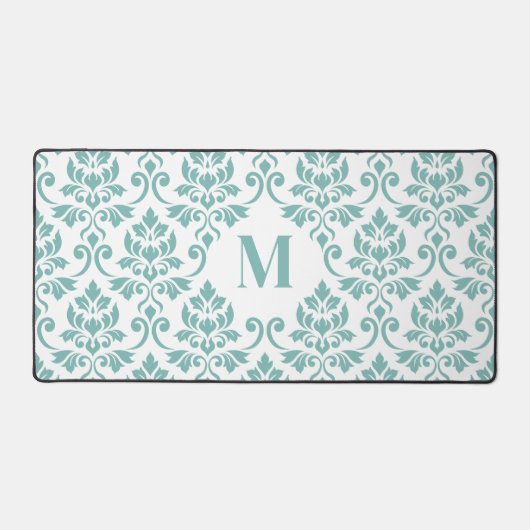 Feuille Damask Aquamarines Lg-Muster (Custom) Schreibtischunterlage (Vorderseite)