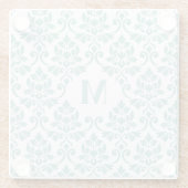 Feuille Damask Aquamarines Muster (Custom) Glasuntersetzer (Rückseite)
