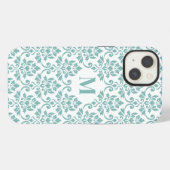 Feuille Damask Aquamarines Muster (Custom) iPhone Hülle (Rückseite (Horizontal))