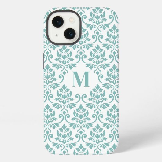 Feuille Damask Aquamarines Muster (Custom) iPhone Hülle (Rückseite)