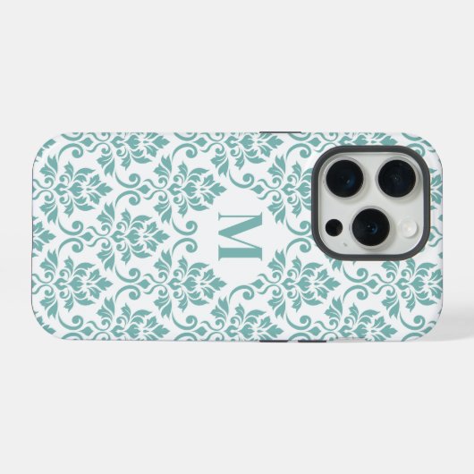 Feuille Damask Aquamarines Muster (Custom) iPhone Hülle (Rückseite (Horizontal))