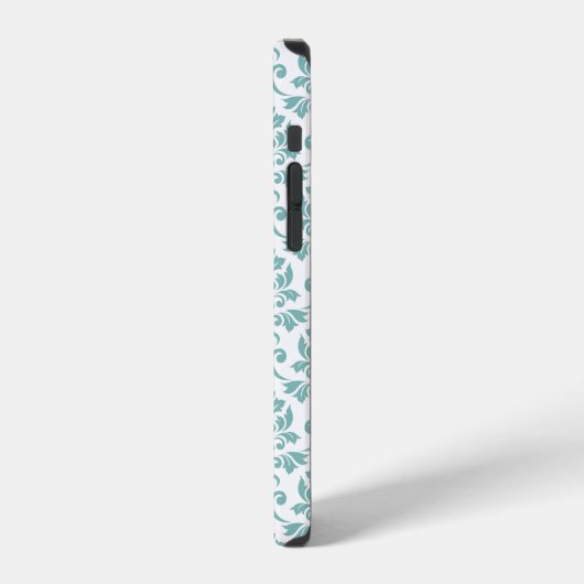 Feuille Damask Aquamarines Muster (Custom) iPhone Hülle (Linke Seite)