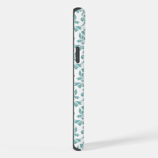 Feuille Damask Aquamarines Muster (Custom) iPhone Hülle (Rechte Seite)