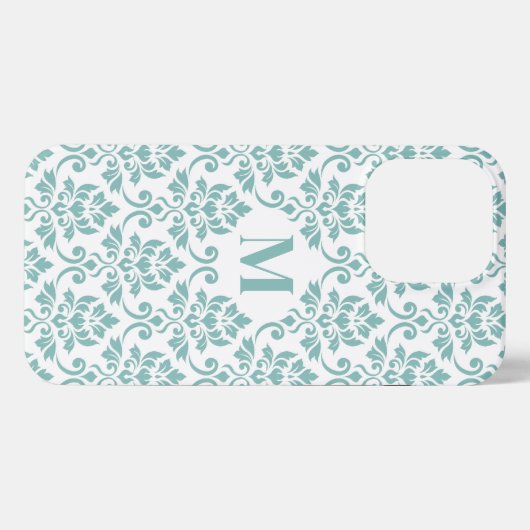 Feuille Damask Aquamarines Muster (Custom) iPhone Hülle (Rückseite (Horizontal))