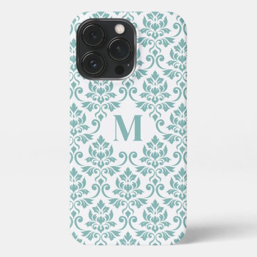 Feuille Damask Aquamarines Muster (Custom) iPhone Hülle (Rückseite)