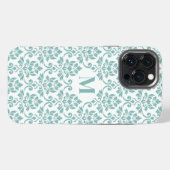 Feuille Damask Aquamarines Muster (Custom) iPhone Hülle (Rückseite (Horizontal))