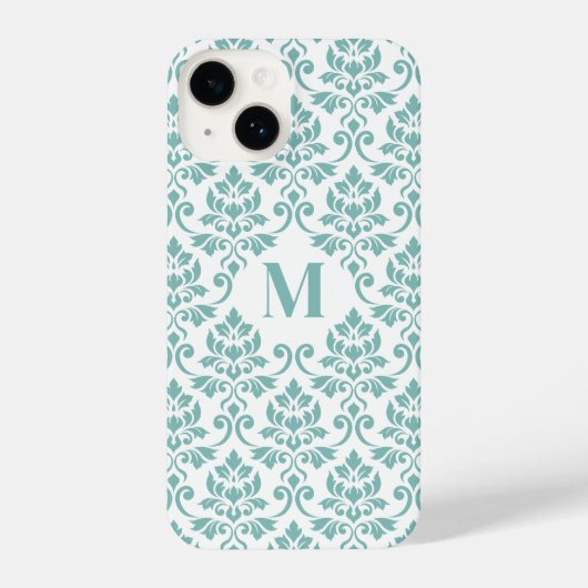 Feuille Damask Aquamarines Muster (Custom) iPhone Hülle (Rückseite)