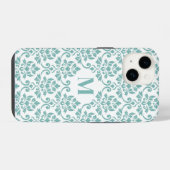Feuille Damask Aquamarines Muster (Custom) iPhone Hülle (Rückseite (Horizontal))