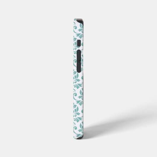 Feuille Damask Aquamarines Muster (Custom) iPhone Hülle (Linke Seite)