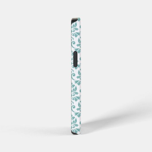 Feuille Damask Aquamarines Muster (Custom) iPhone Hülle (Rechte Seite)
