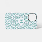 Feuille Damask Aquamarines Muster (Custom) iPhone Hülle (Rückseite (Horizontal))
