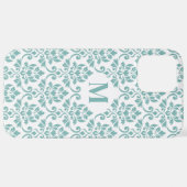 Feuille Damask Aquamarines Muster (Custom) iPhone Hülle (Hinten horizontal)