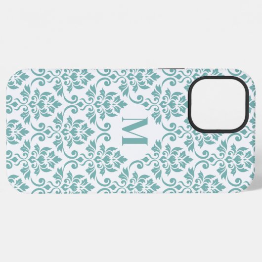 Feuille Damask Aquamarines Muster (Custom) iPhone Hülle (Rückseite (Horizontal))