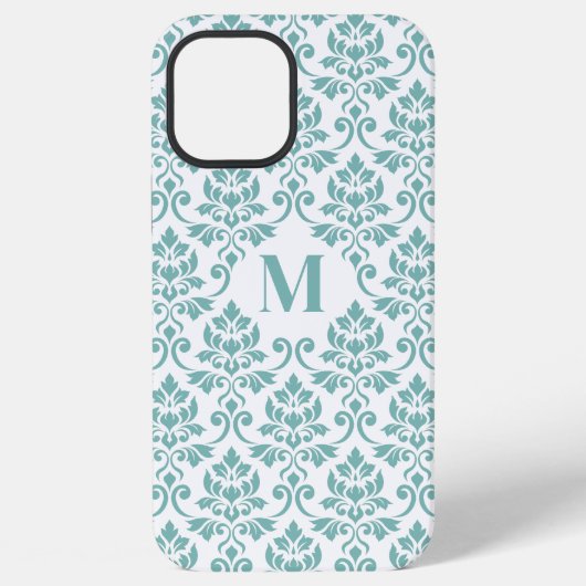 Feuille Damask Aquamarines Muster (Custom) iPhone Hülle (Rückseite)