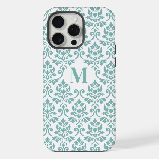 Feuille Damask Aquamarines Muster (Custom) iPhone Hülle (Rückseite)