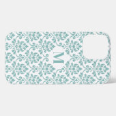 Feuille Damask Aquamarines Muster (Custom) iPhone Hülle (Rückseite (Horizontal))