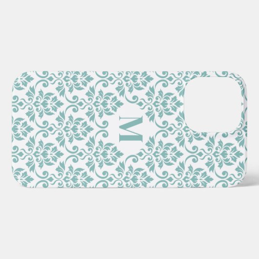 Feuille Damask Aquamarines Muster (Custom) iPhone Hülle (Rückseite (Horizontal))