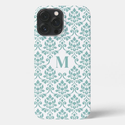 Feuille Damask Aquamarines Muster (Custom) iPhone Hülle (Rückseite)