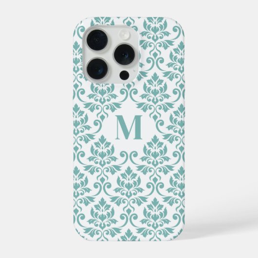 Feuille Damask Aquamarines Muster (Custom) iPhone Hülle (Rückseite)