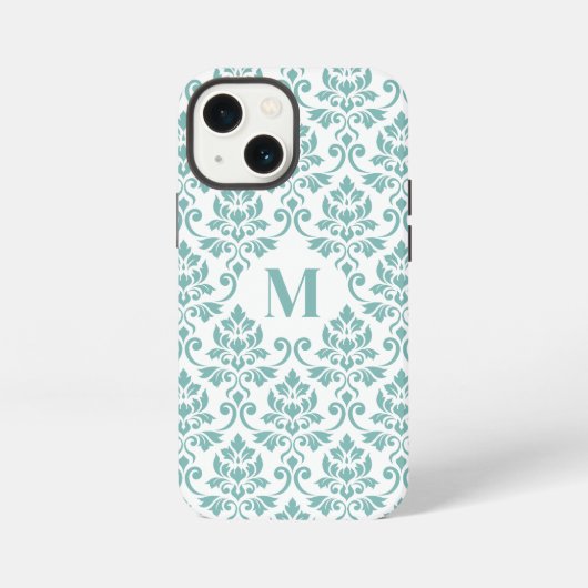 Feuille Damask Aquamarines Muster (Custom) iPhone Hülle (Rückseite)