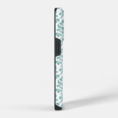 Feuille Damask Aquamarines Muster (Custom) iPhone Hülle (Rechte Seite)