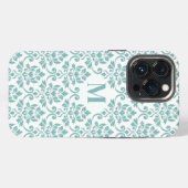 Feuille Damask Aquamarines Muster (Custom) iPhone Hülle (Rückseite (Horizontal))