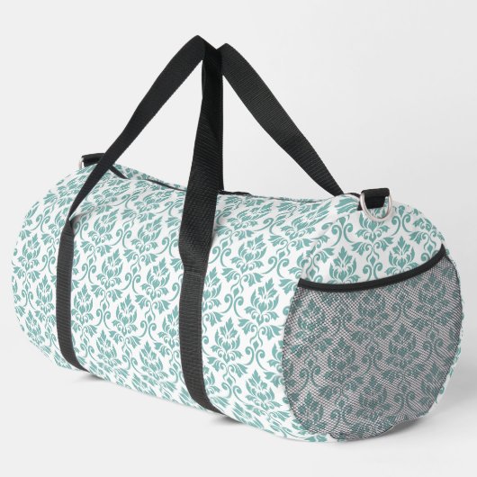 Feuille Damask Aquamarines Muster Duffle Bag (Rechte Ecke)