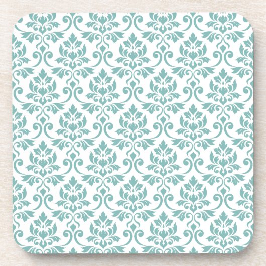 Feuille Damask Aquamarines Muster Getränkeuntersetzer (Vorderseite)