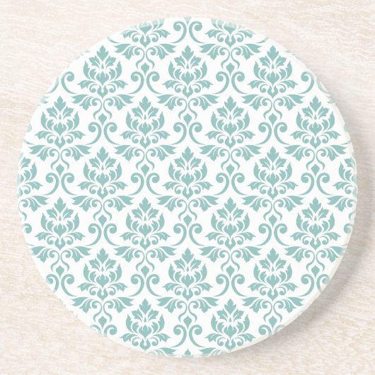 Feuille Damask Aquamarines Muster Getränkeuntersetzer (Vorne)