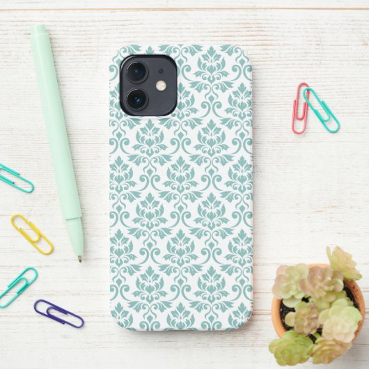 Feuille Damask Aquamarines Muster iPhone Hülle (Auf dem Schreibtisch)