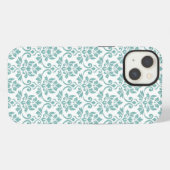 Feuille Damask Aquamarines Muster iPhone Hülle (Rückseite (Horizontal))