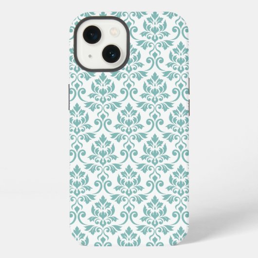 Feuille Damask Aquamarines Muster iPhone Hülle (Rückseite)