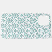 Feuille Damask Aquamarines Muster iPhone Hülle (Hinten horizontal)