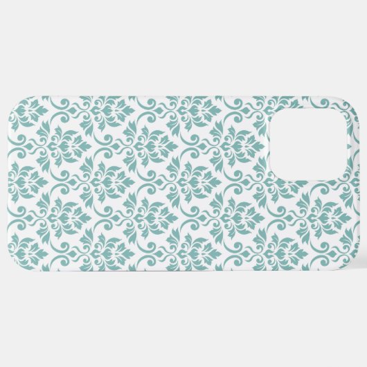 Feuille Damask Aquamarines Muster iPhone Hülle (Hinten horizontal)