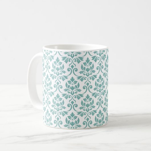 Feuille Damask Aquamarines Muster Kaffeetasse (Vorderseite Links)